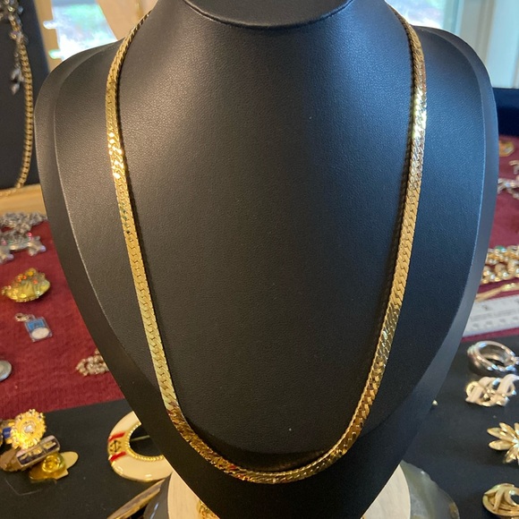 Vintage gold herringbone necklace 186” w optional earrings clip by Monet - Picture 1 of 8